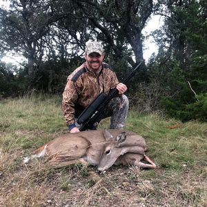 Caleb with his second doe