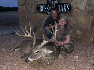 Bobby and Brittany with her 182 inch buck!