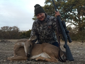 Judy Sellin with her Whitetail Doe.