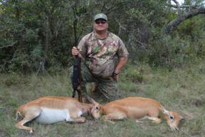 James Breaua of Louisiana with 2 of his blackbuck does.