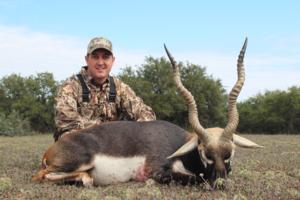 Cody Guillory of Louisiana with his nice Blackbuck taken on a spot and stalk hunt.