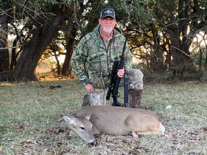 Randy Wimberley with his first doe of the trip.