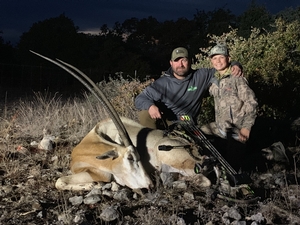 Jeremy enjoying his successful Oryx hunt with his son Bryce!