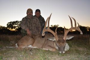 Our long time Ranch Manager and Guide Roger Elliott was generously given a Trophy Whitetail Hunt this year by one of his long time hunters. He took this monster 183 inch 14 point Buck! Congrats Roger! Thank you to Jeremy G. for an awesome gift. Pictured with Roger is Ranch owner John Cross.