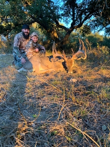 Jesse Jimenez with his 181 Inch 16 point Buck! His son Dycen was his assistant guide!