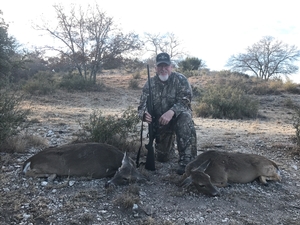 Randy Wimberley made a great shot on his first 2 Whitetail Does.