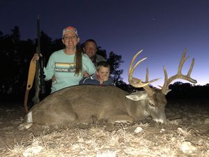 153 Inch Whitetail Buck taken by Brittany. Family Hunt with her Husband Bobby and Son Wyatt.